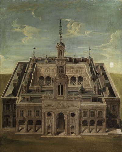 Castillo desde una vista aérea. Pintor de arquitectura del siglo XVII de Unbekannt Unbekannt
